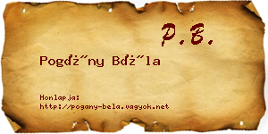Pogány Béla névjegykártya